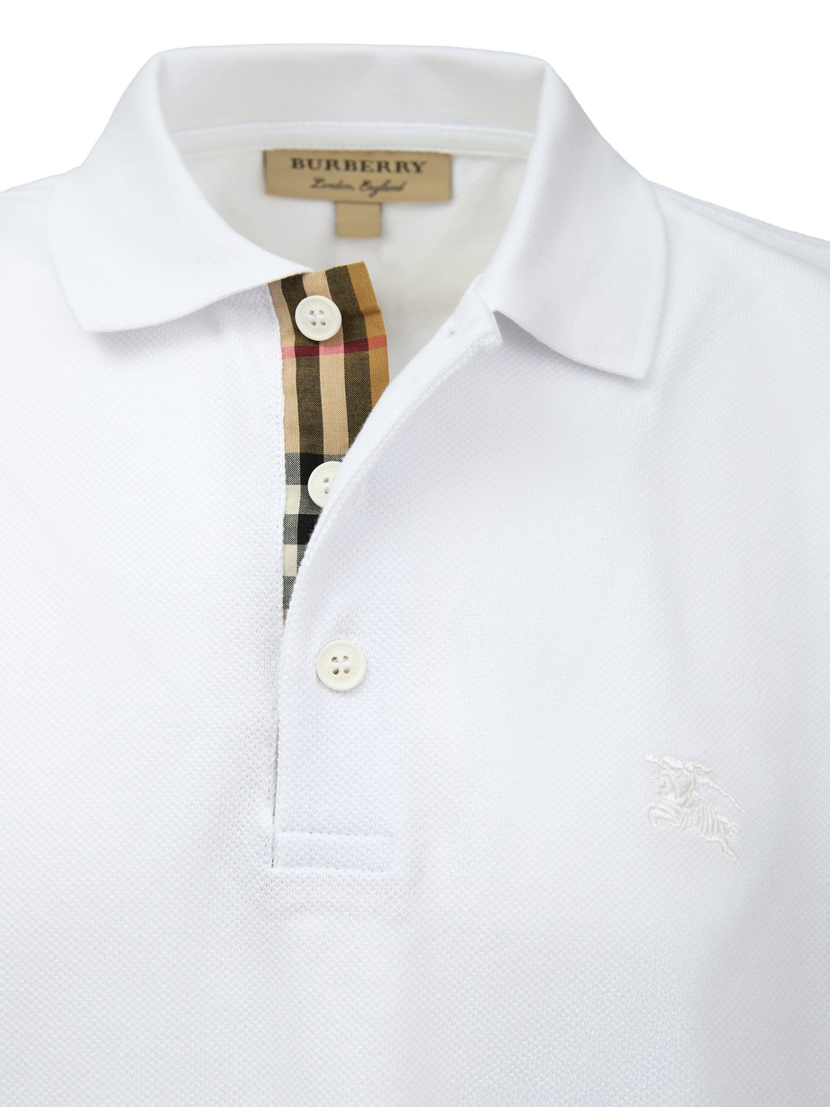 Polo en coton blanc à col de Burberry
