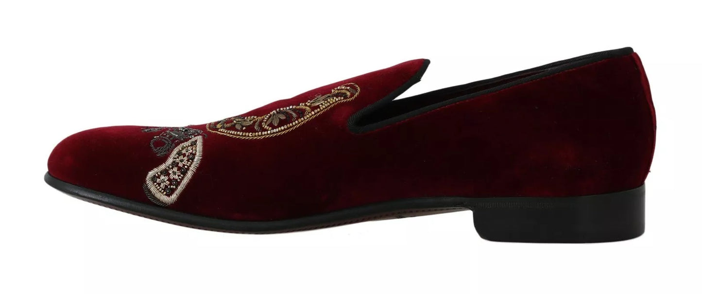 Mocassini in velluto bordeaux Scarpe a ferro di cavallo color canna di fucile