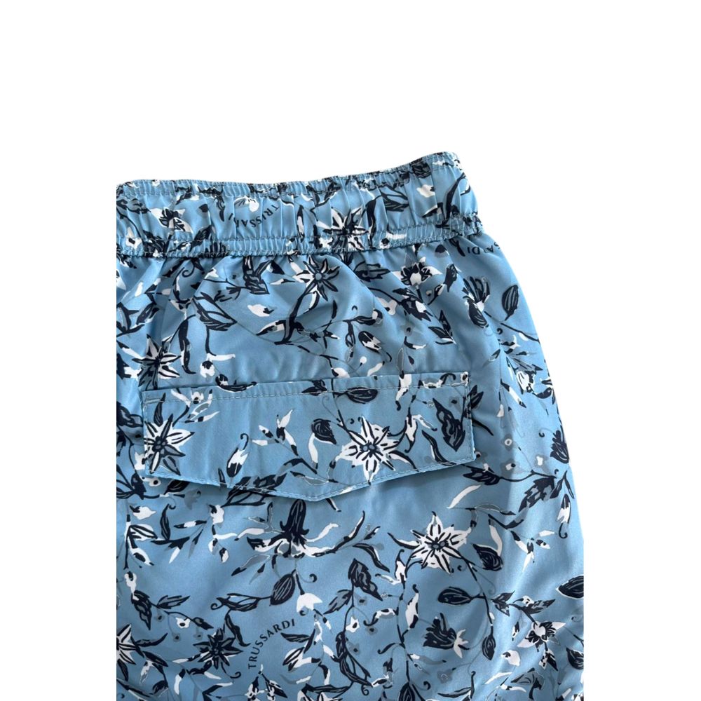 Trussardi Beachwear Light Blue Polyester Swimwear
