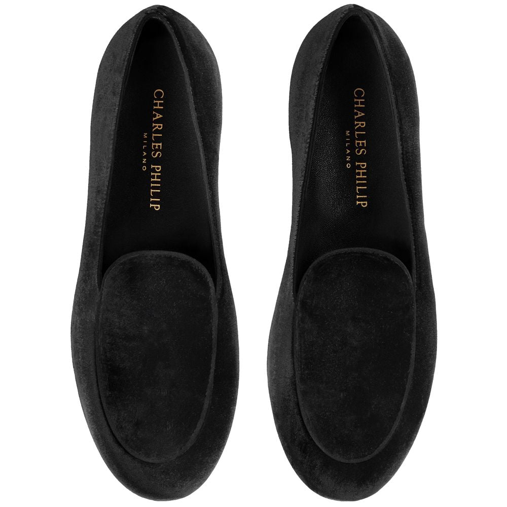 Charles Philip Black Velvet Loafer