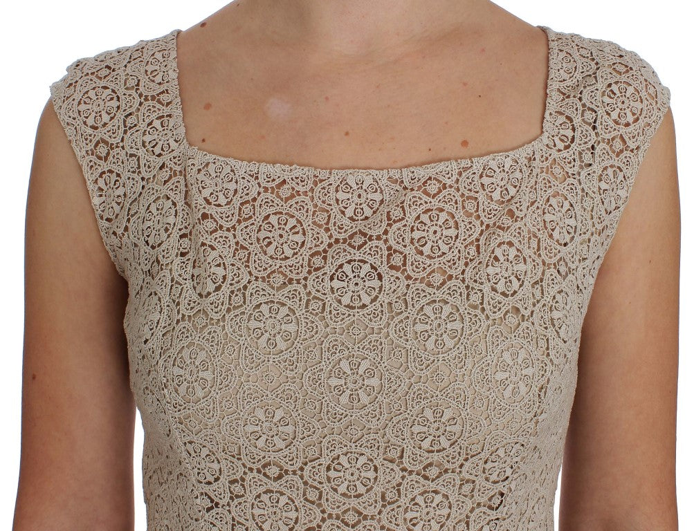 Dolce & Gabbana Elegantes Beiges Floral-Cutout-Maxikleid
