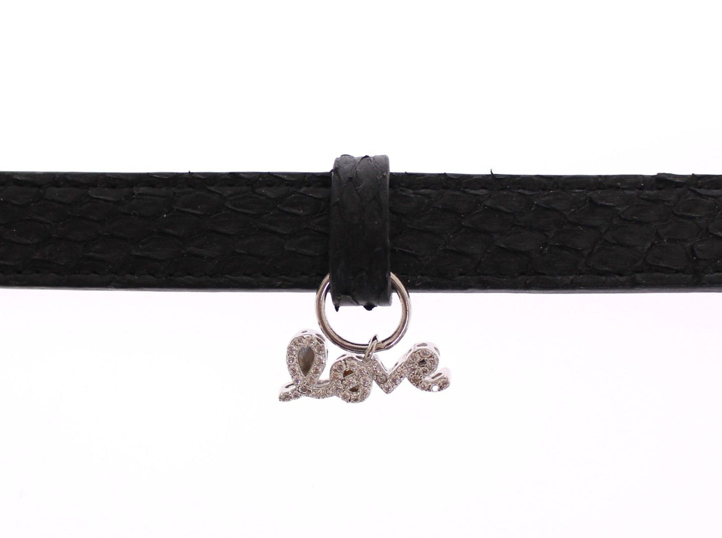 Bracelet en argent en cuir de serpent noir exquis Nialaya