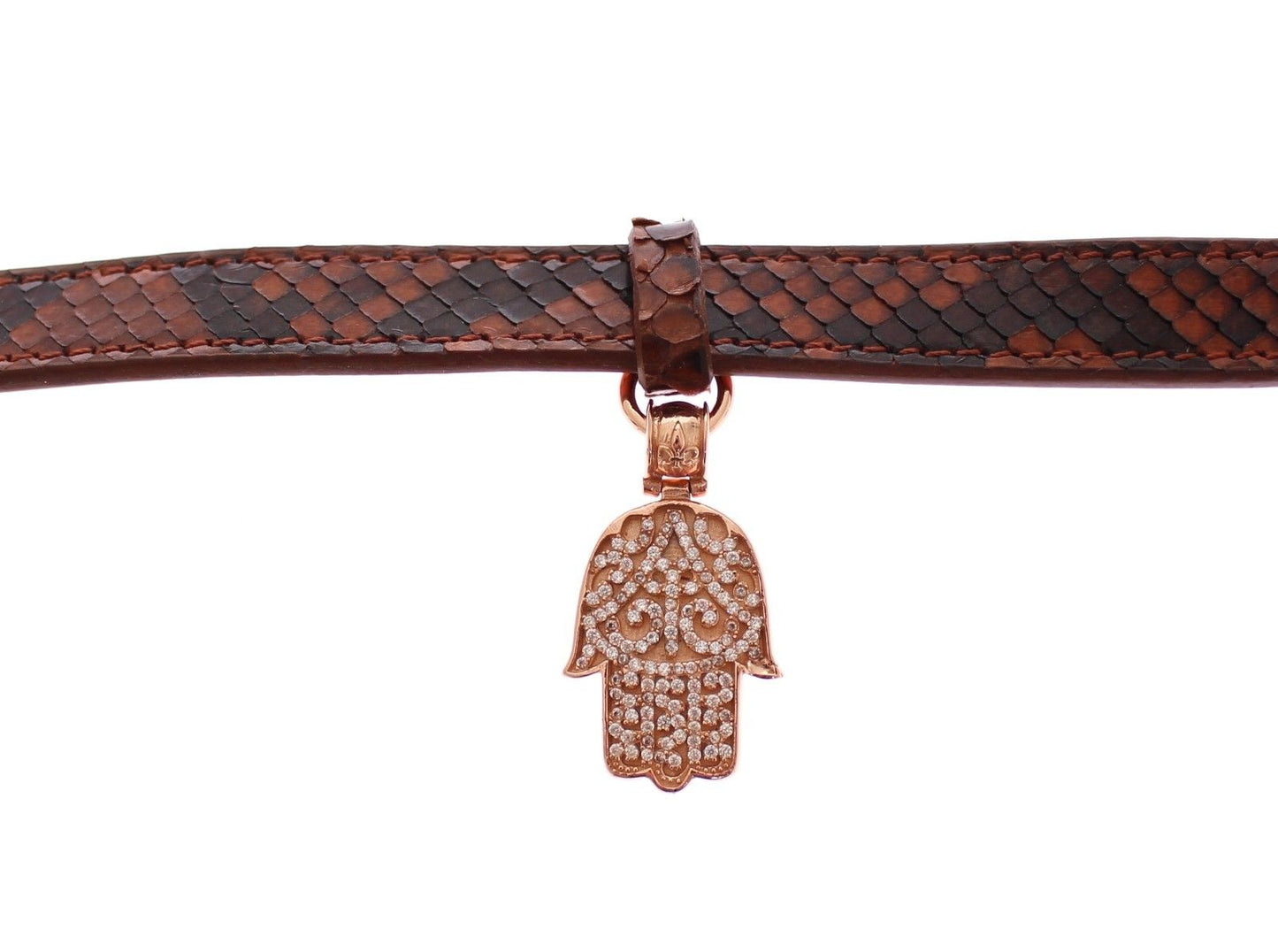 Bracelet manchette en cuir serpent Nialaya Chic et or