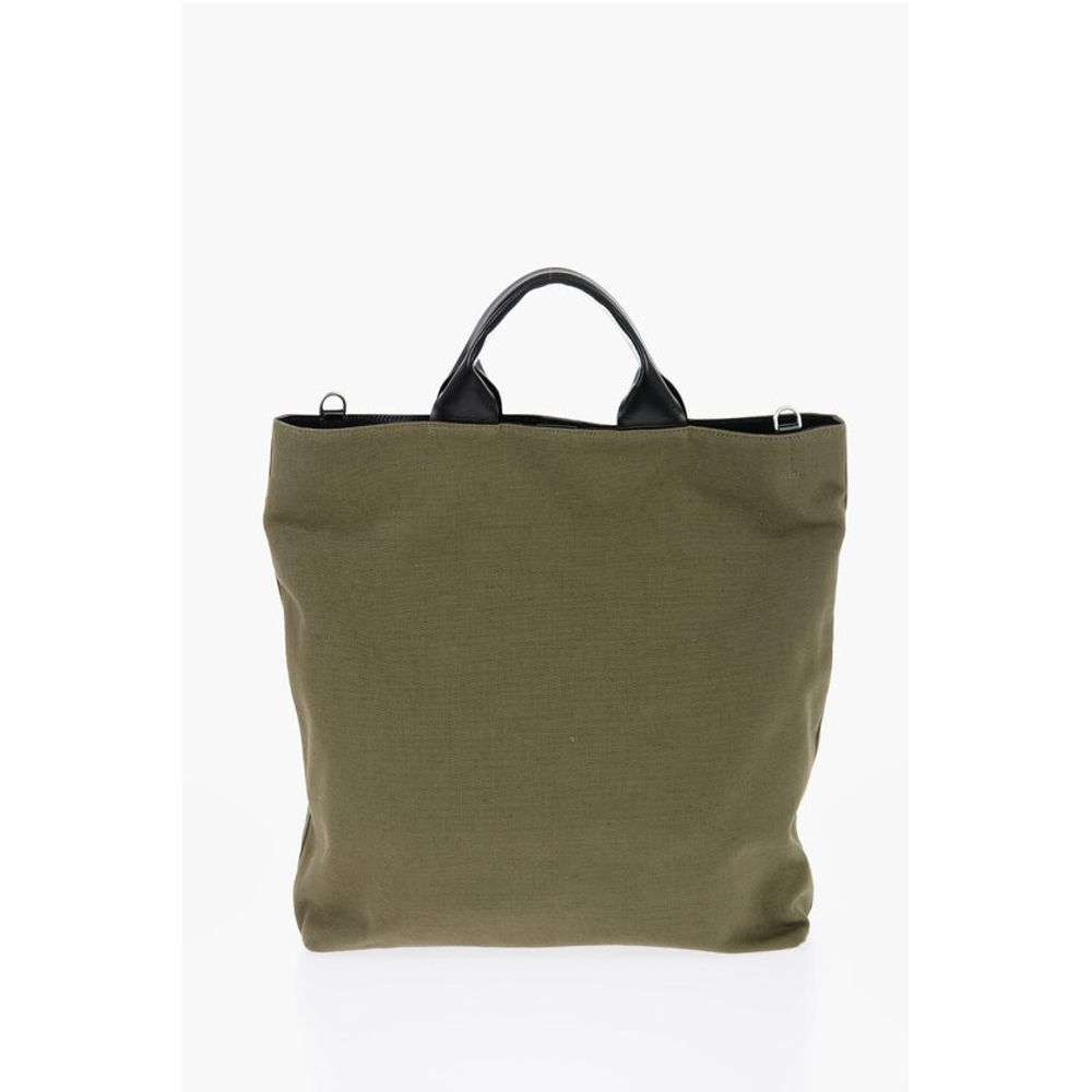 Jil Sander Canvas Shopper Bag with Leather Handles
