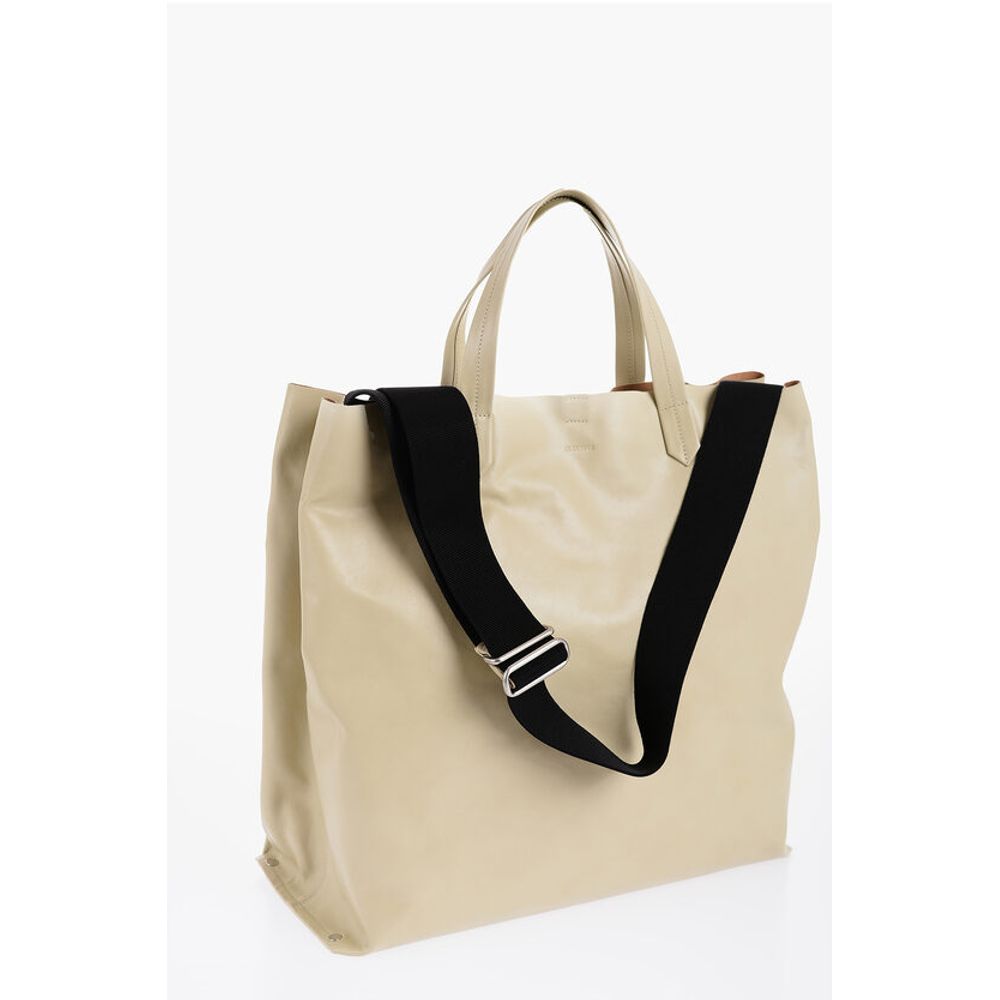 Jil Sander Leather TAPE Shopping Bag with Adjustable Shoulder Strap