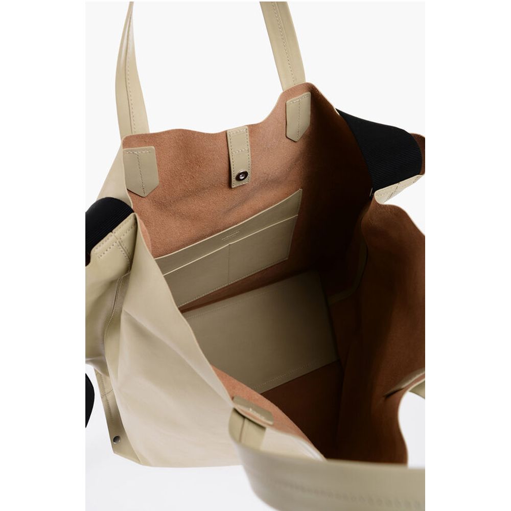 Jil Sander Leather TAPE Shopping Bag with Adjustable Shoulder Strap