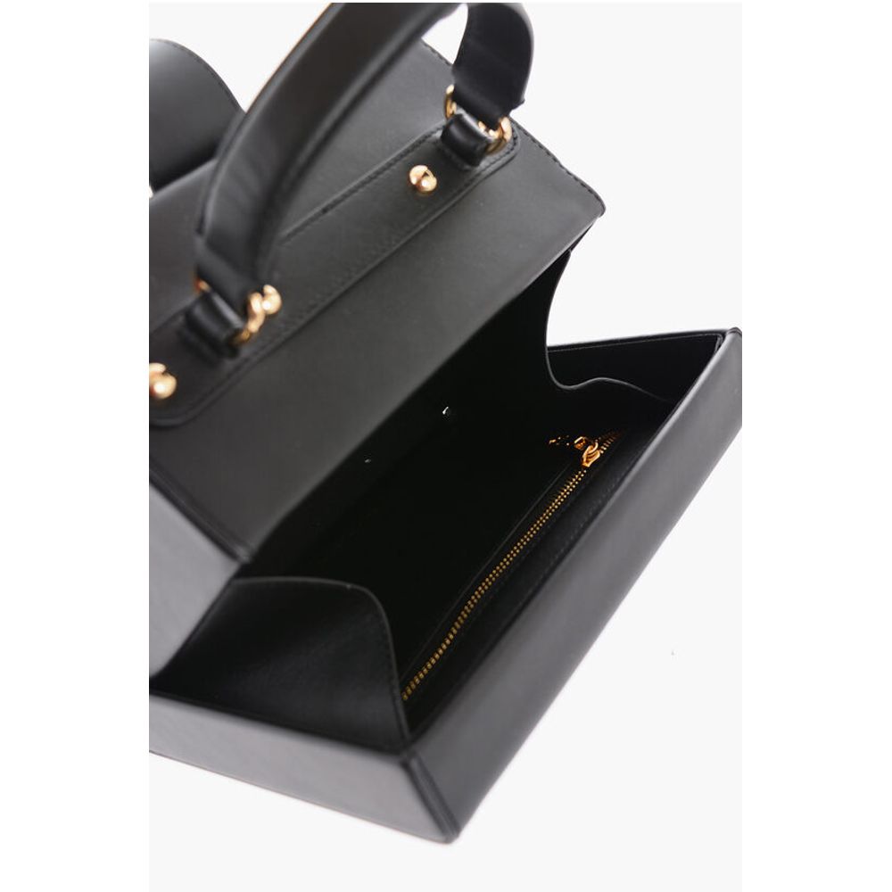 Moschino LOVE Leather Briefcase Bag with Turn Lock Closure
