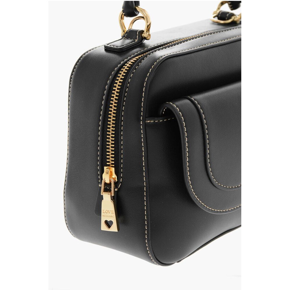 Moschino LOVE Faux Leather Handbag with Visible Stitching
