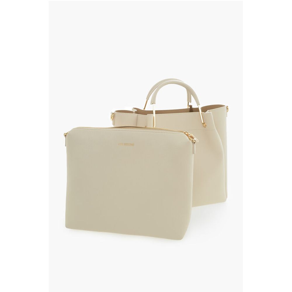 Moschino LOVE Faux Leather Tote Bag with Golden Logo