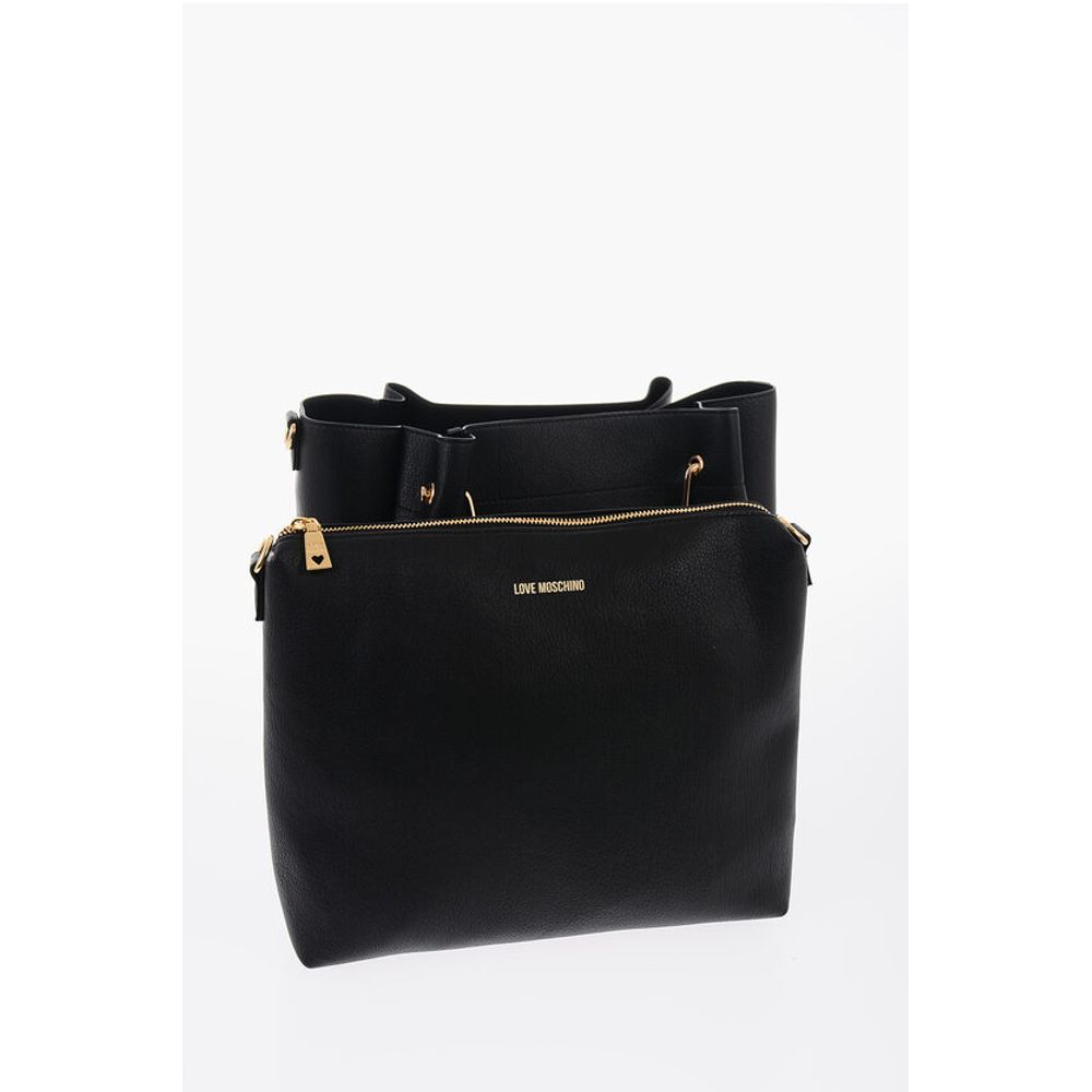 Moschino LOVE Faux Leather Tote Bag with Golden Logo