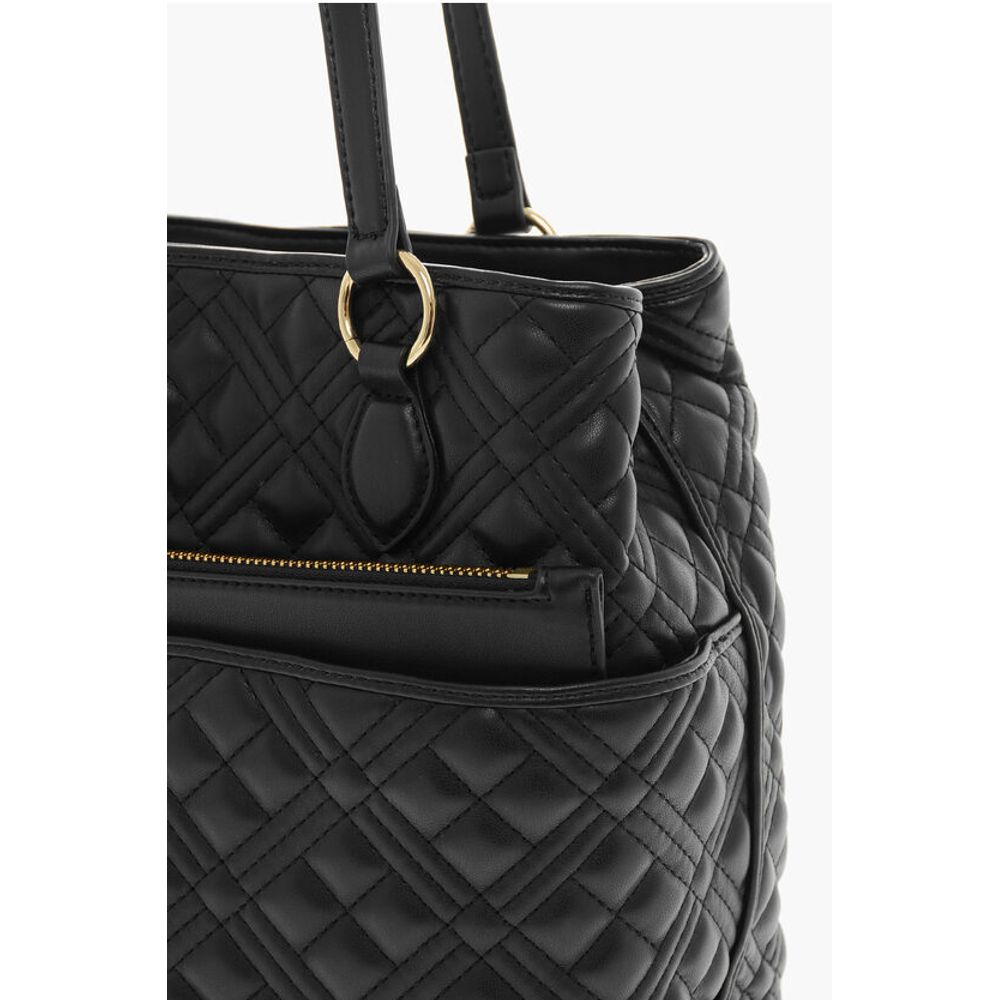 Moschino LOVE Quilted Faux Leather Tote Bag with Matching Pouch