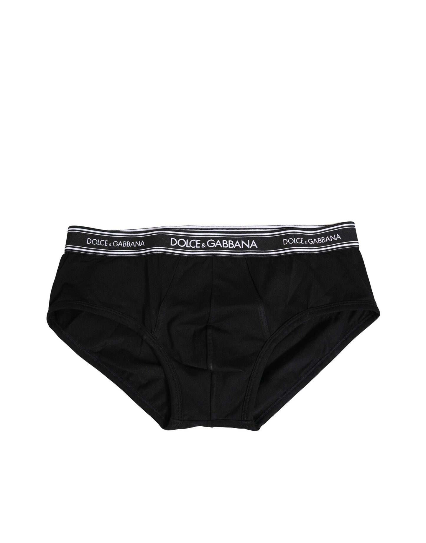 Dolce & Gabbana Black Cotton Stretch Logo Print Brief Underwear