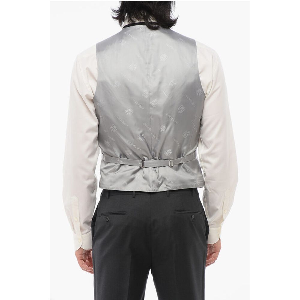 Corneliani 5 Buttons Wool Vest With Jetted Pockets