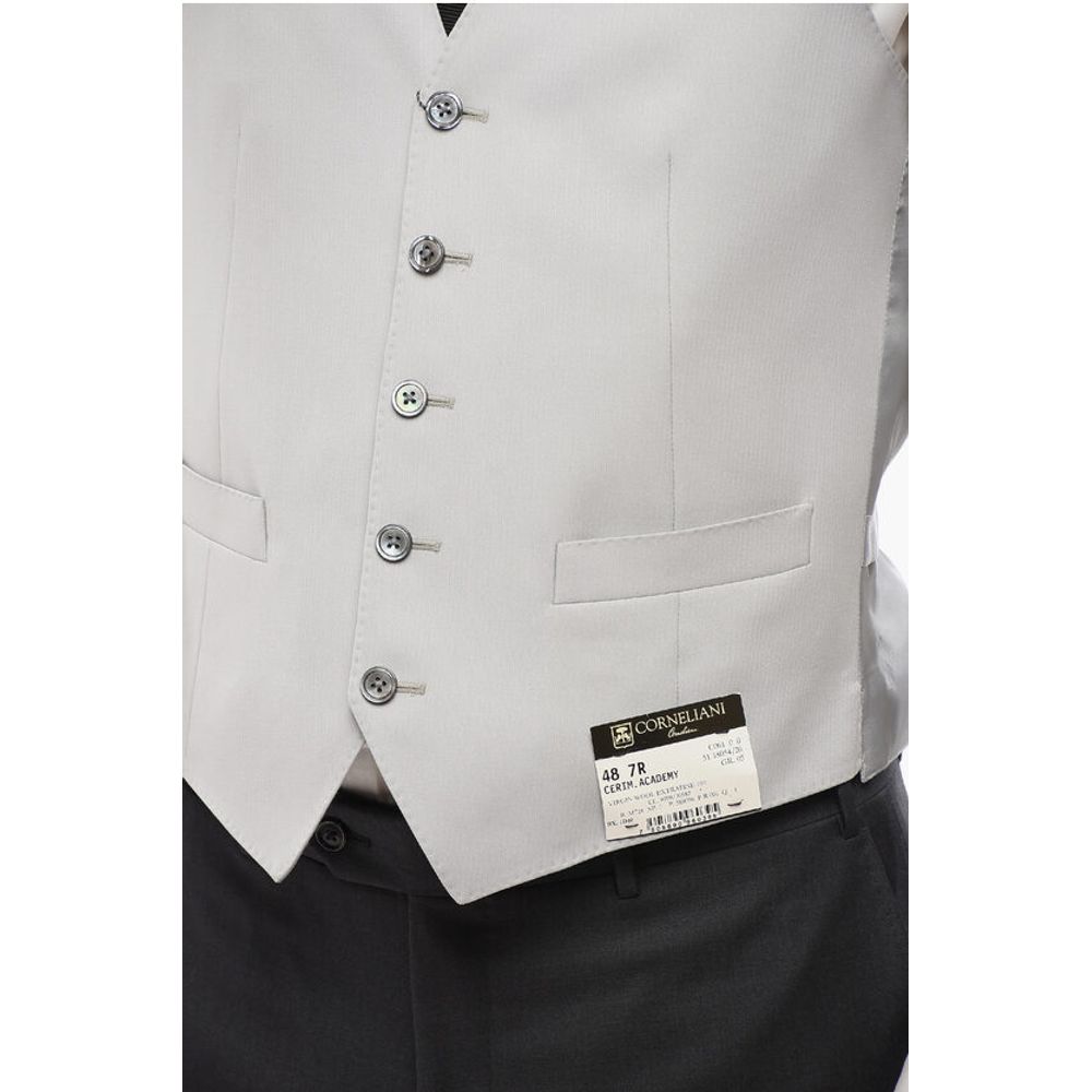 Corneliani 5 Buttons ACADEMY Wool Vest With Jetted Pockets
