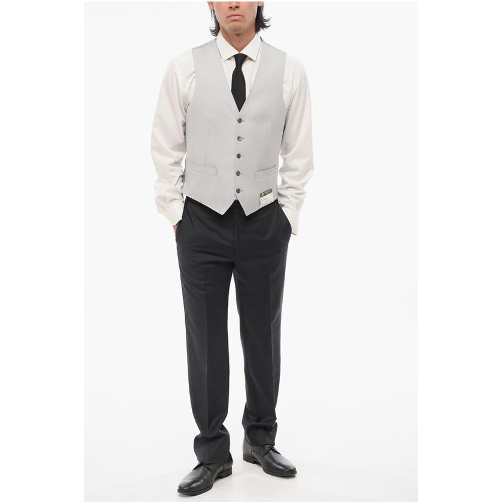 Corneliani 5 Buttons ACADEMY Wool Vest With Jetted Pockets