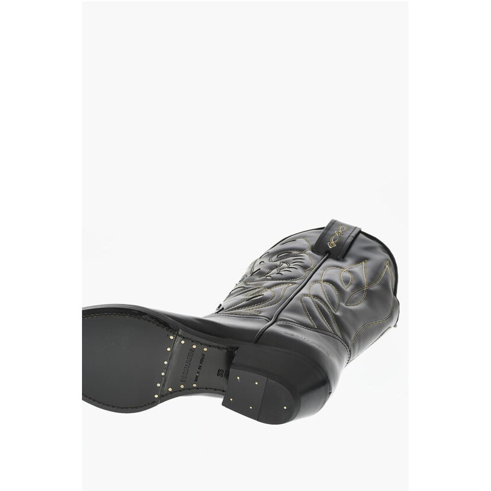 Dsquared² Embroidered VINTAGE Leather Texan Boots