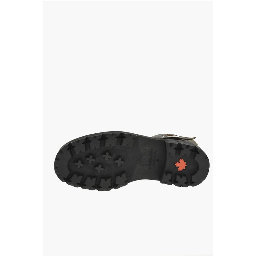 Dsquared² Vintage Effect Leather Combat Boots With Buckle