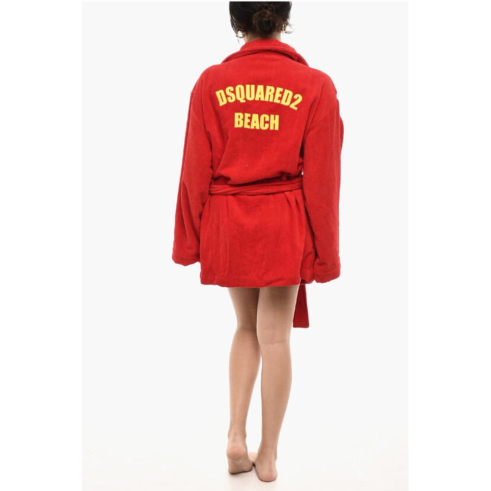 Dsquared² Cotton Terry Beach Bathrobe With Embroidery