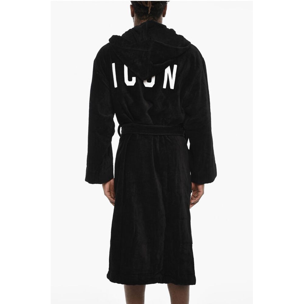 Dsquared² Terry Cottton Bathrobe with Belt and Logo