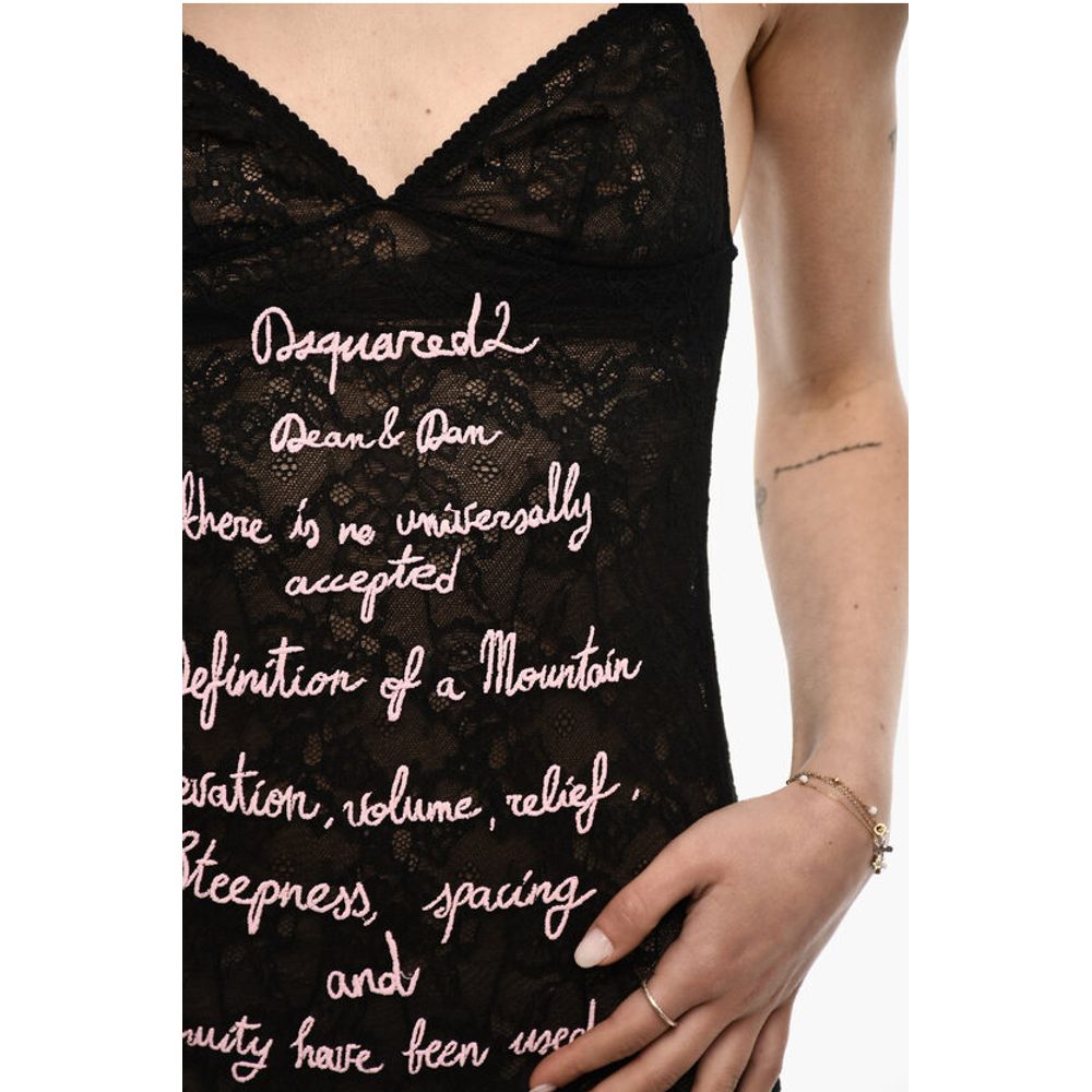 Dsquared² UNDERWEAR Embroidered Lace Slip Dress