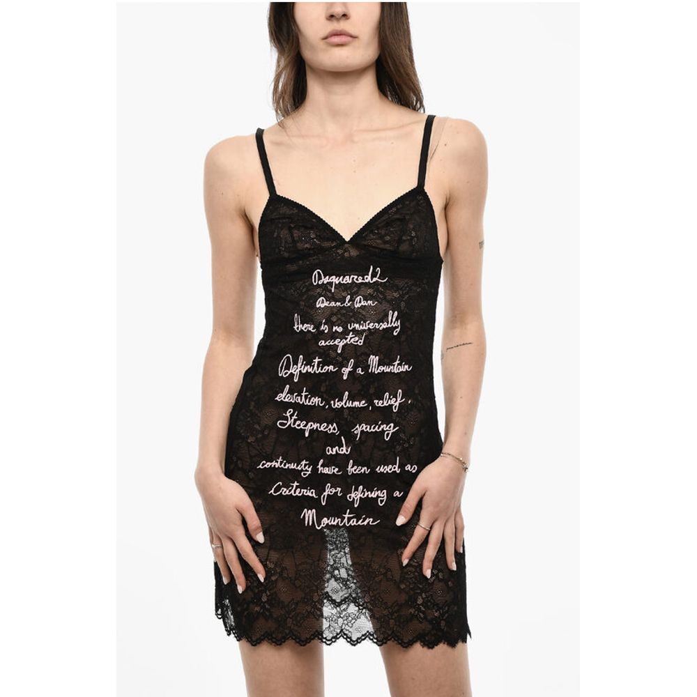 Dsquared² UNDERWEAR Embroidered Lace Slip Dress
