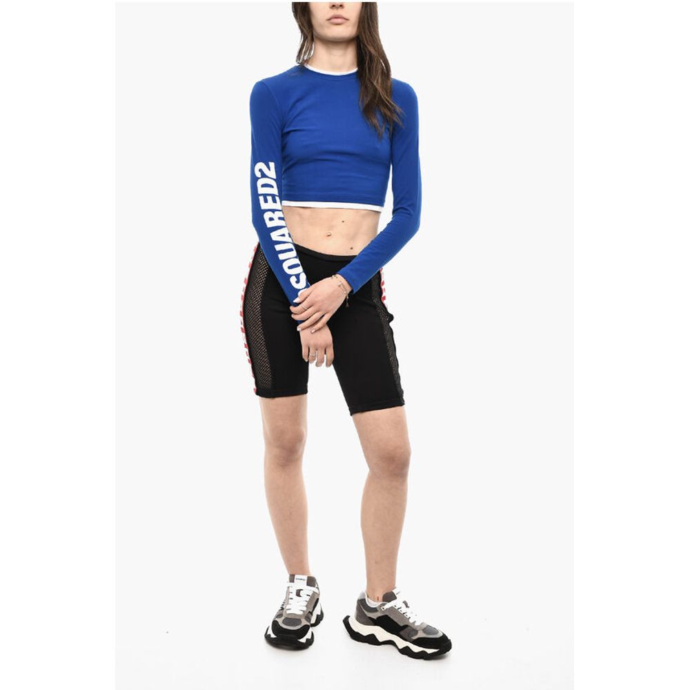 Dsquared² UNDREWEAR Long Sleeved Cropped Pajama Top With Logo Print