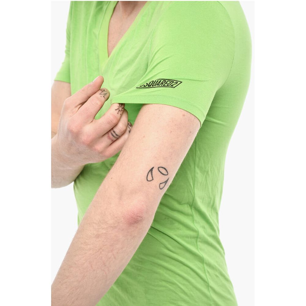 Dsquared² V-Neck Underwear T-shirt with Logo Print