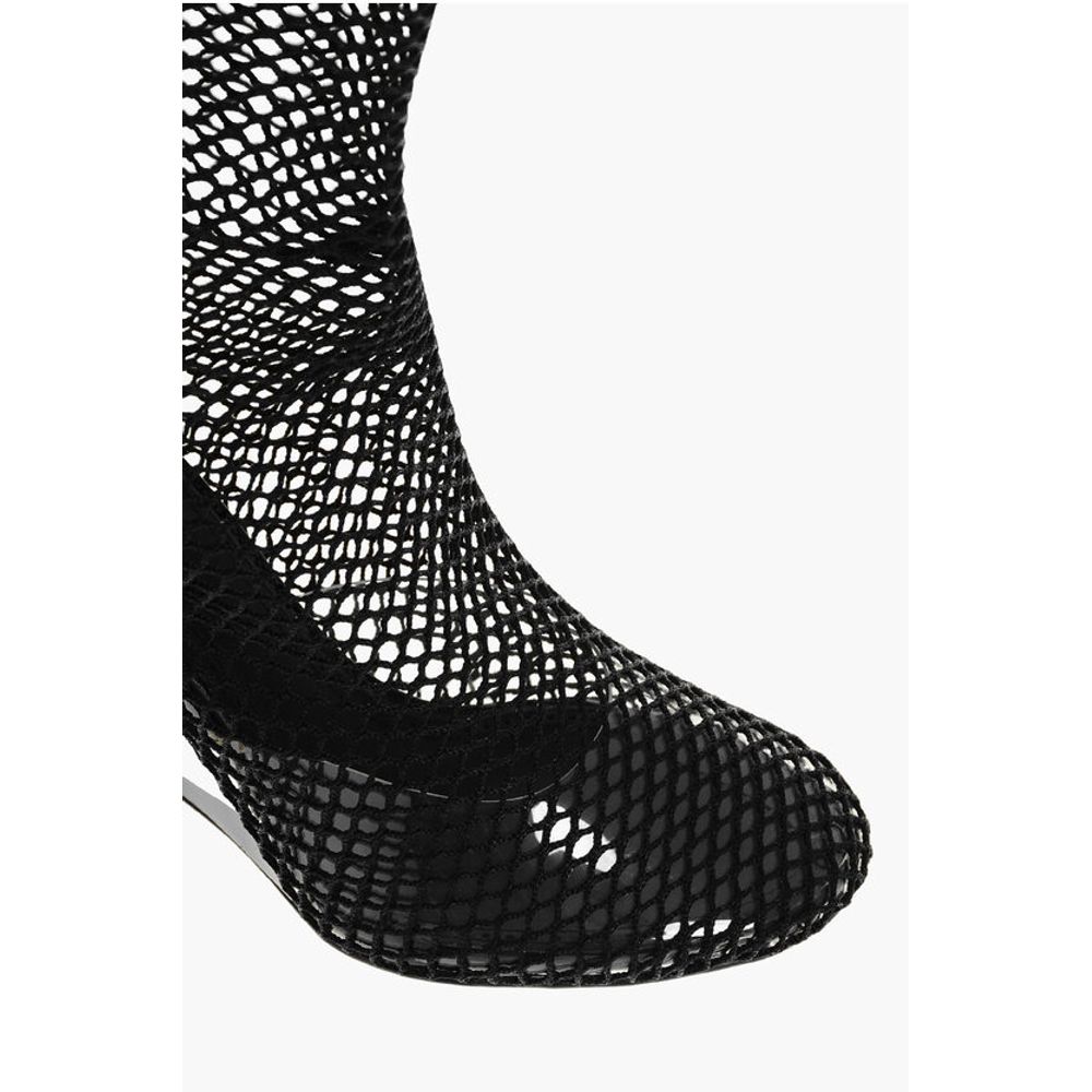 Alaïa Over the Knee Mesh Boots with Plexiglass Wedge Heel 11cm