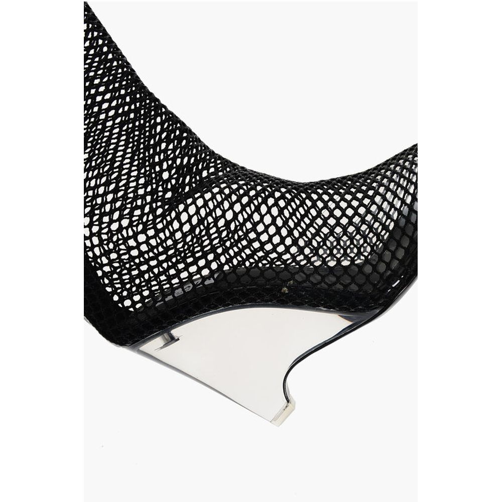 Alaïa Over the Knee Mesh Boots with Plexiglass Wedge Heel 11cm