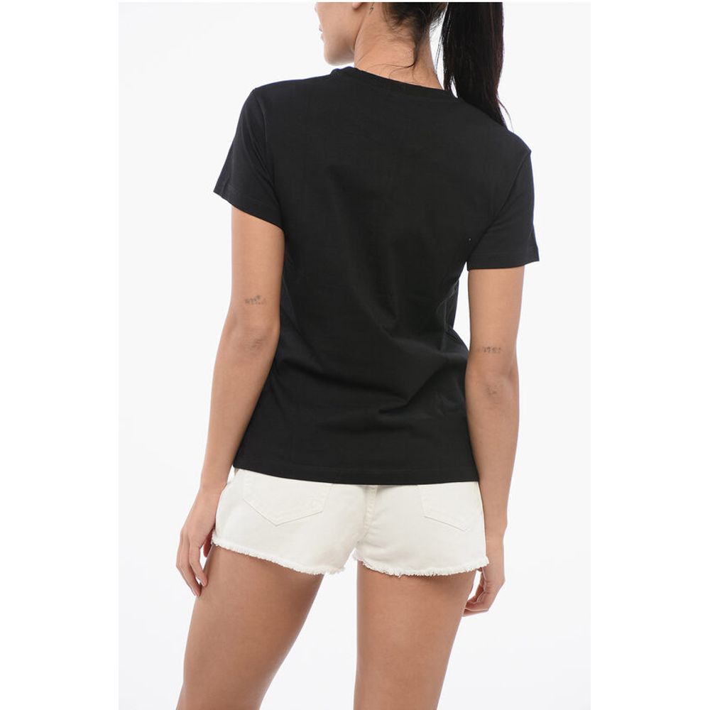 PINKO Cotton Crew-neck TRAPANI T-shirt with Contrasting Hearts