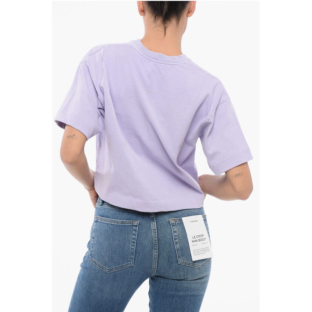 Autry Cropped Crew-Neck T-shirt with Embossed Logo