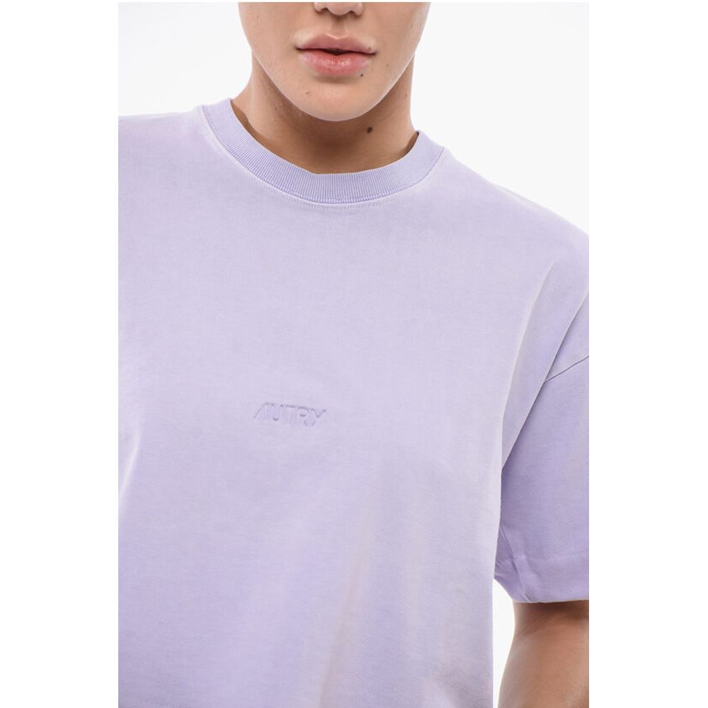 Autry Cropped Crew-Neck T-shirt with Embossed Logo