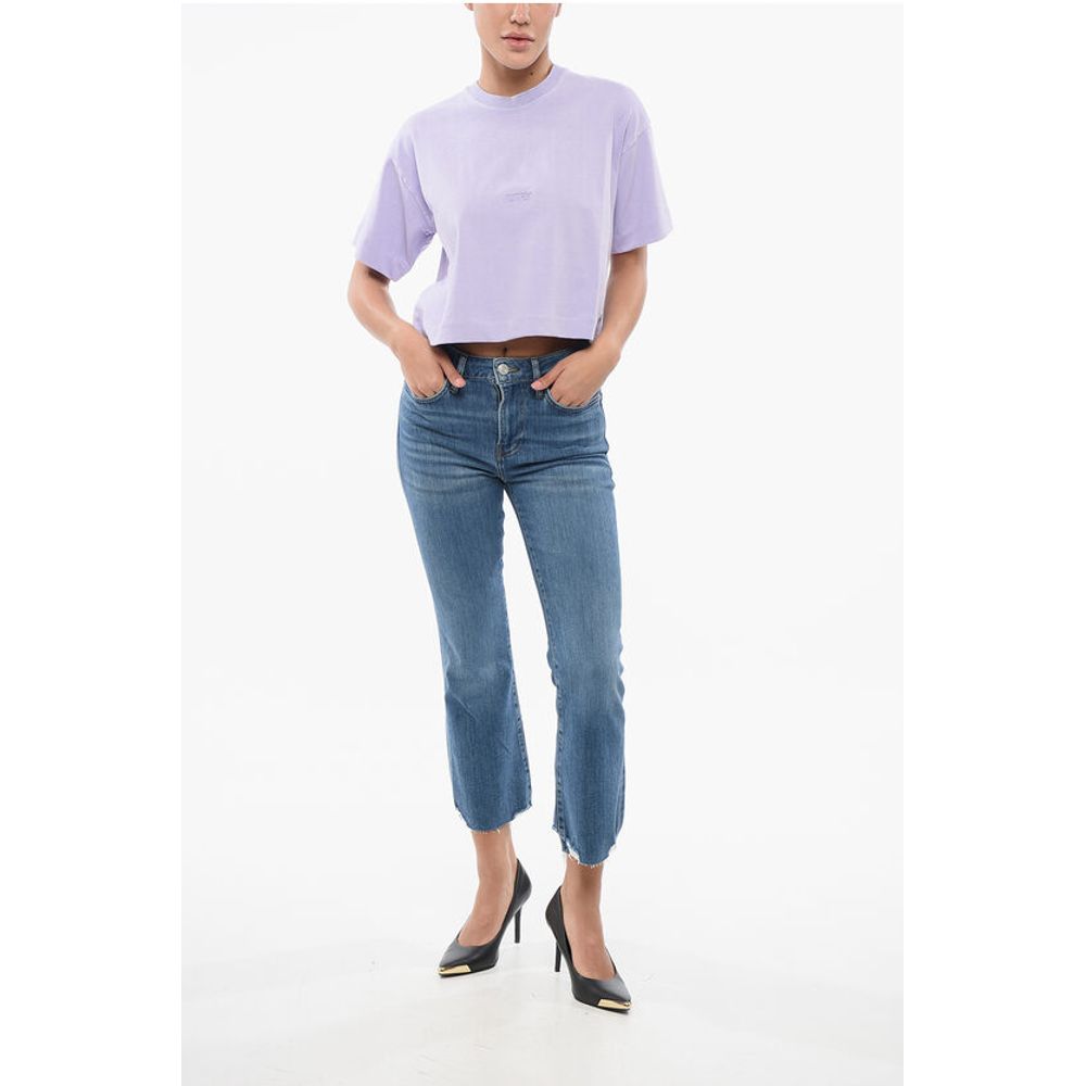 Autry Cropped Crew-Neck T-shirt with Embossed Logo