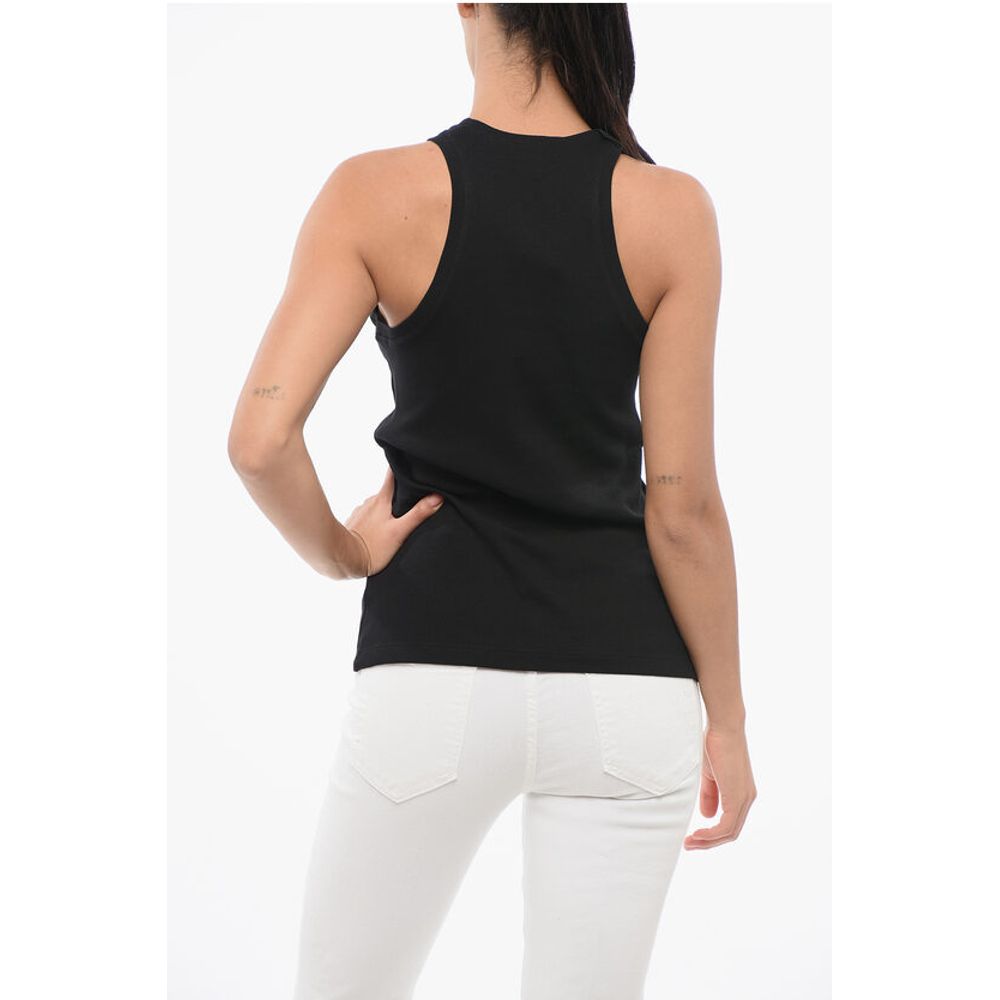 PINKO DENIM Ribbed Tank Top With Golden Logo