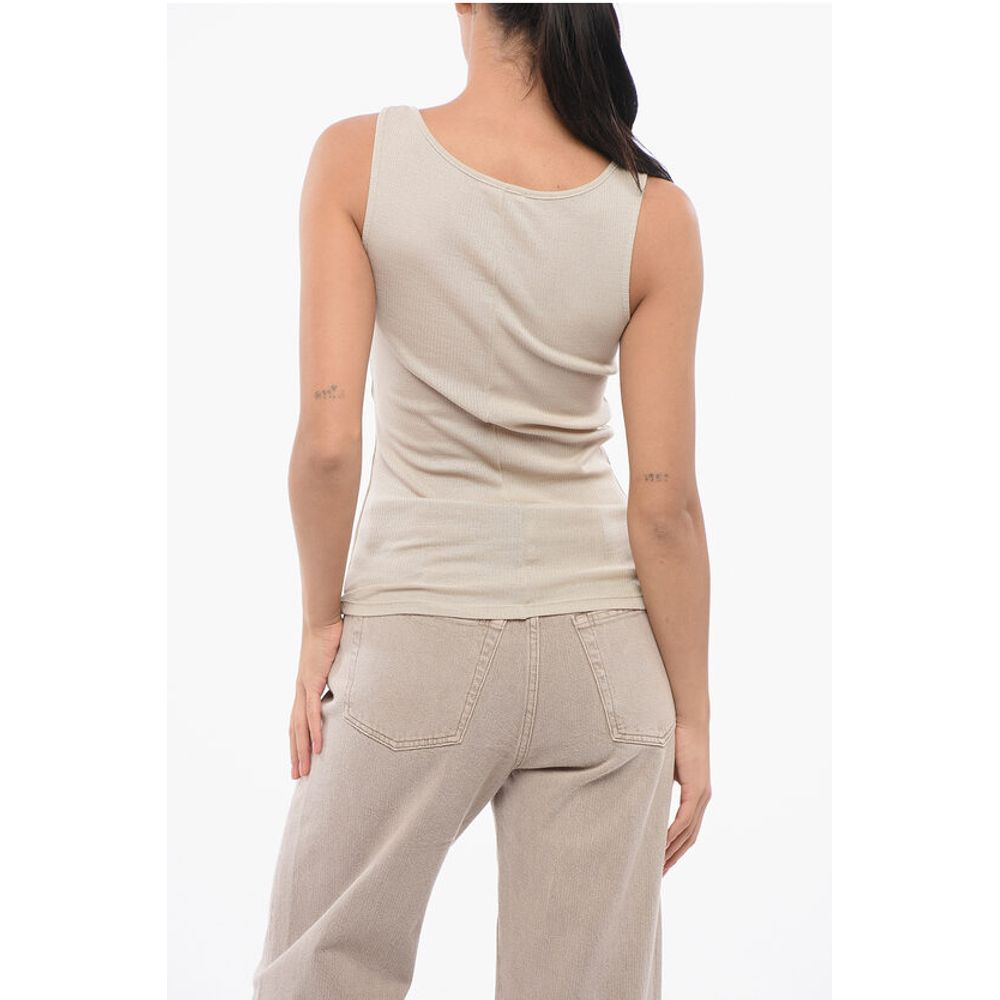 Ami Alexandre Mattiussi Ribbed Lightweight Cotton Tank Top with 3 Frontal Buttons