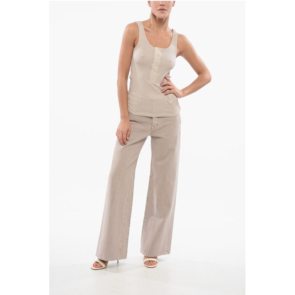 Ami Alexandre Mattiussi Ribbed Lightweight Cotton Tank Top with 3 Frontal Buttons