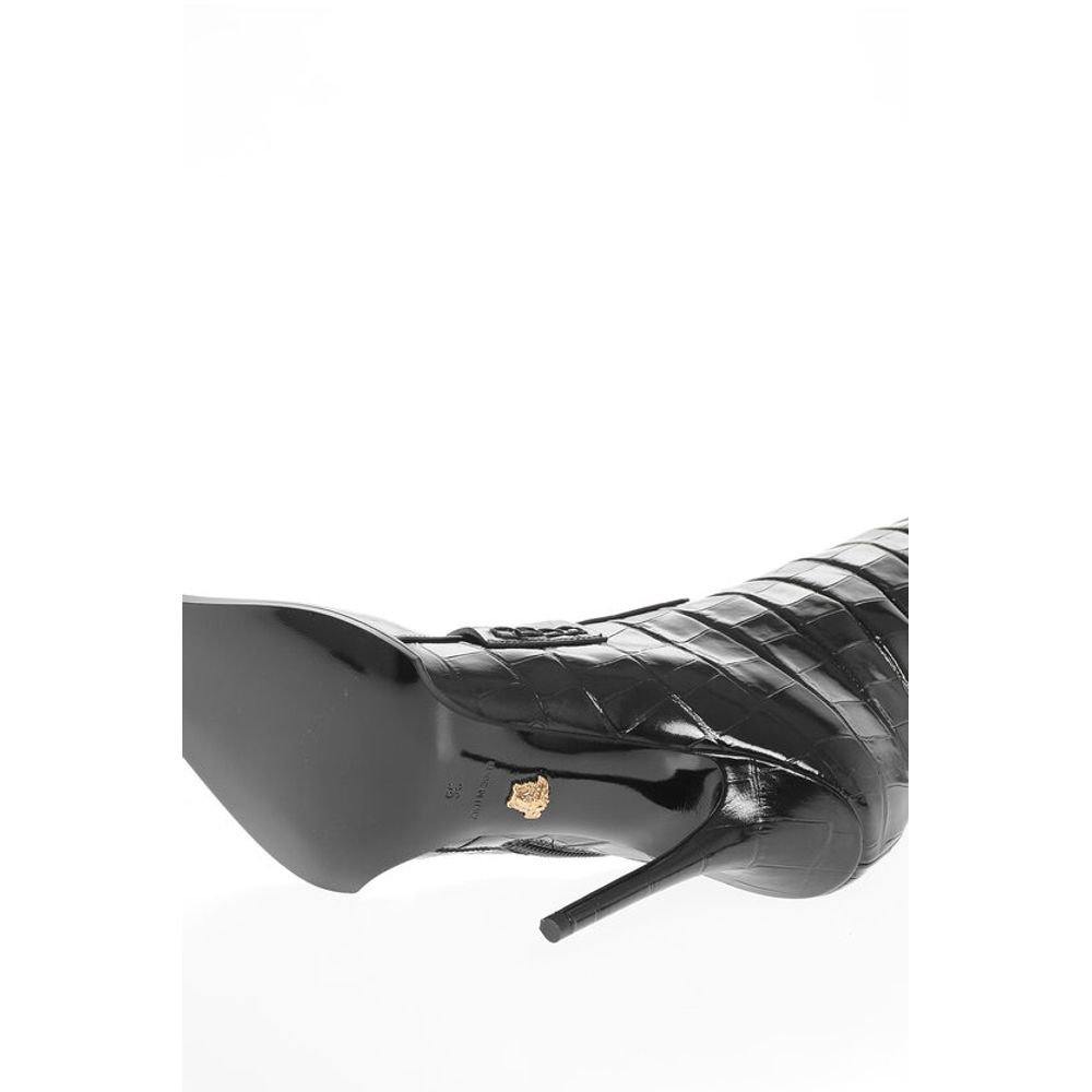 Versace Crocodile Effect Printed Leather Under the Knee Boots 11cm