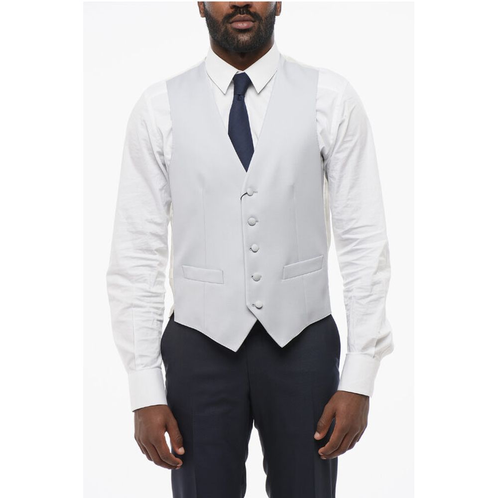 Corneliani 5 Buttons Silk Vest With Jetted Pockets
