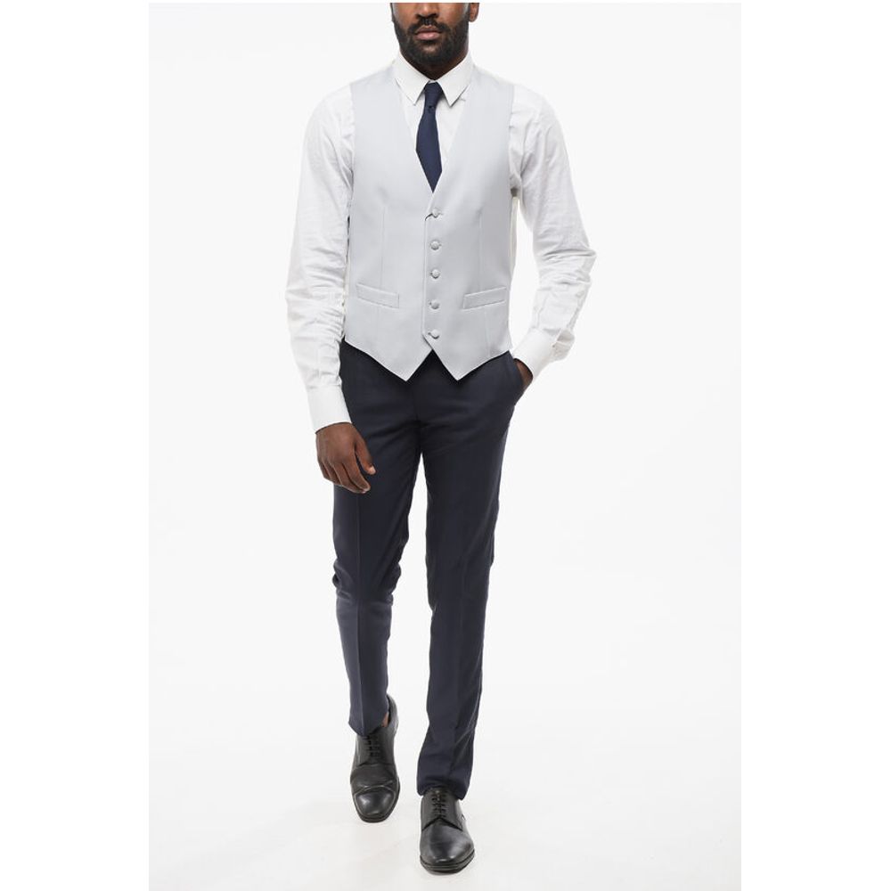 Corneliani 5 Buttons Silk Vest With Jetted Pockets