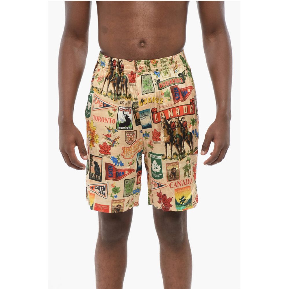 Dsquared² Patterned Silk Blend Pijama Shorts