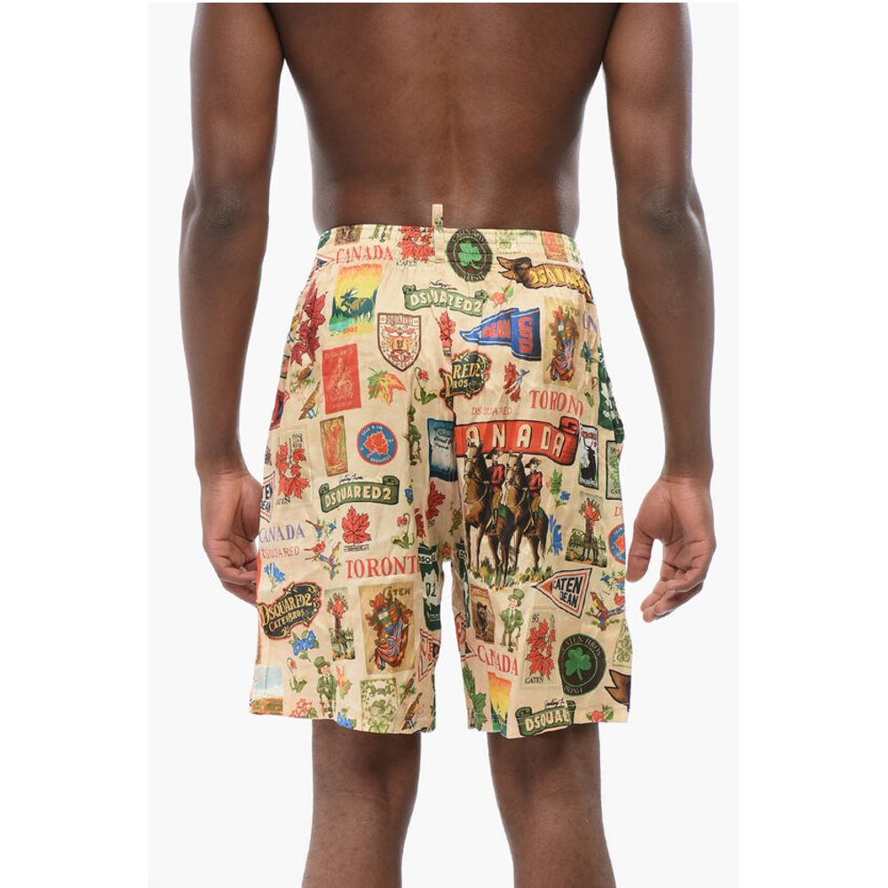 Dsquared² Patterned Silk Blend Pijama Shorts