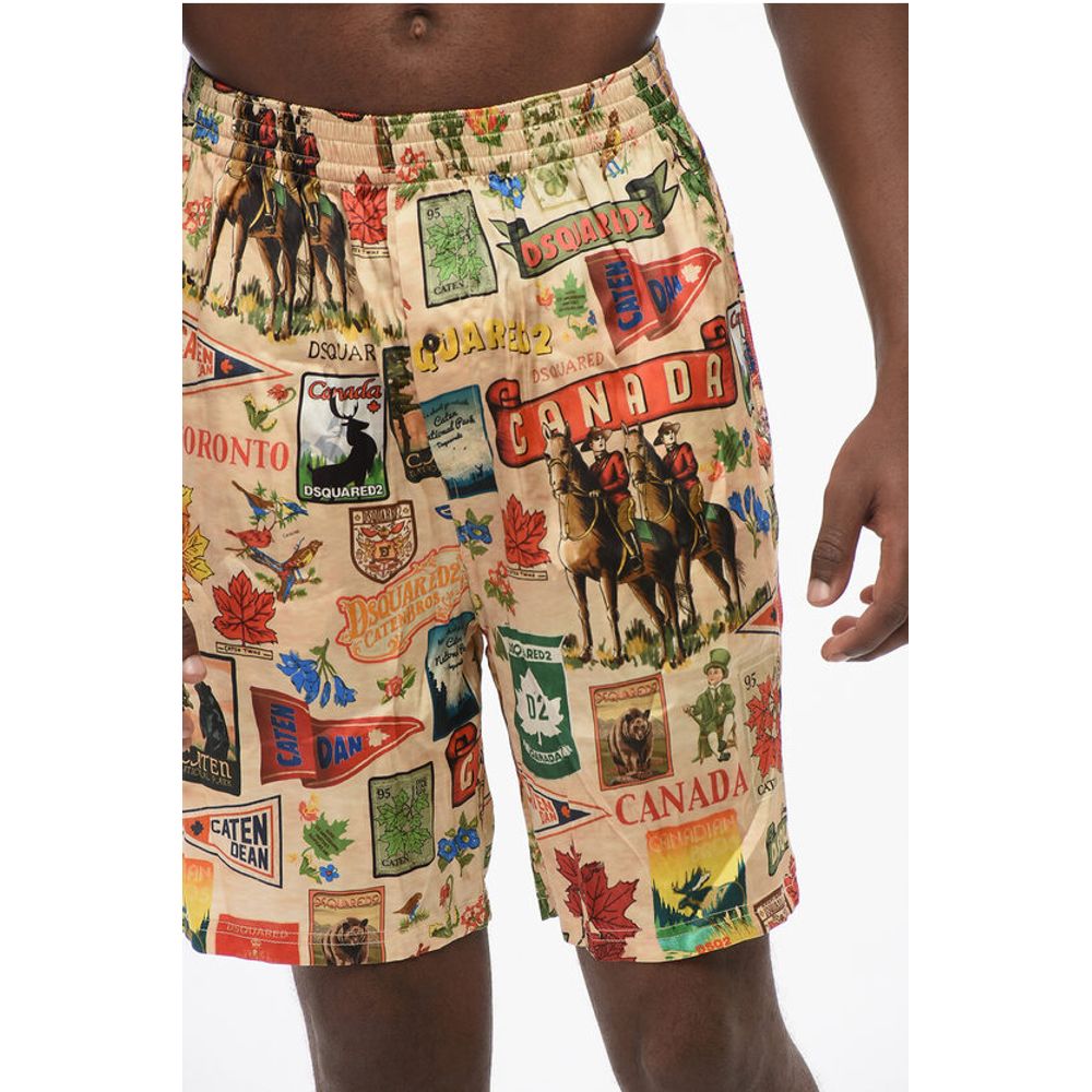Dsquared² Patterned Silk Blend Pijama Shorts