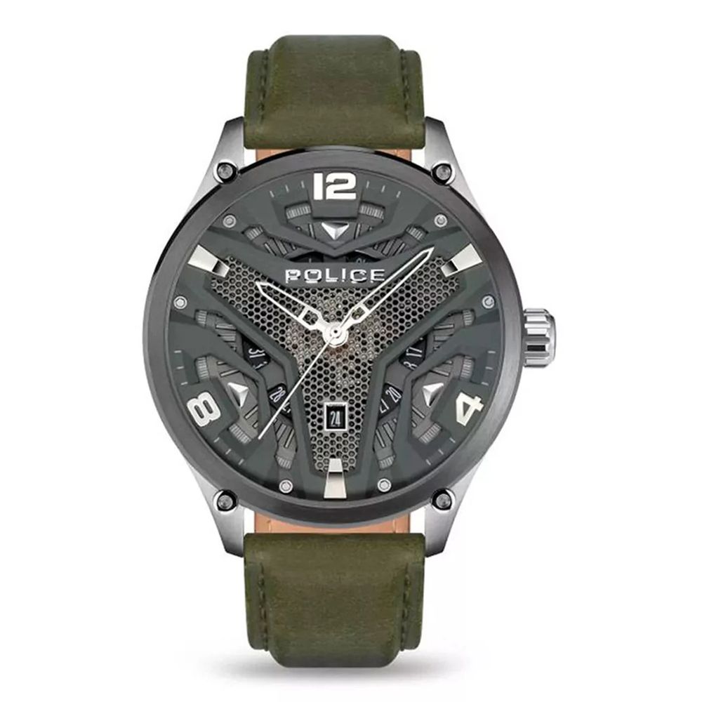 Police Green Leather Watch