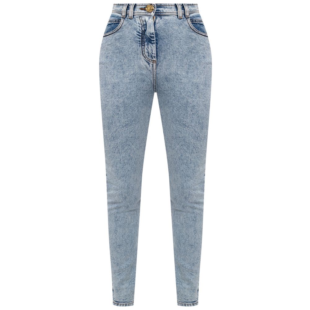 Balmain Blue Cotton Jeans & Pant