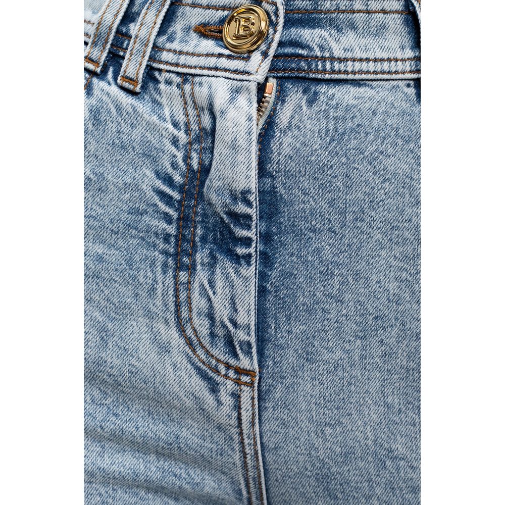 Balmain Blue Cotton Jeans & Pant
