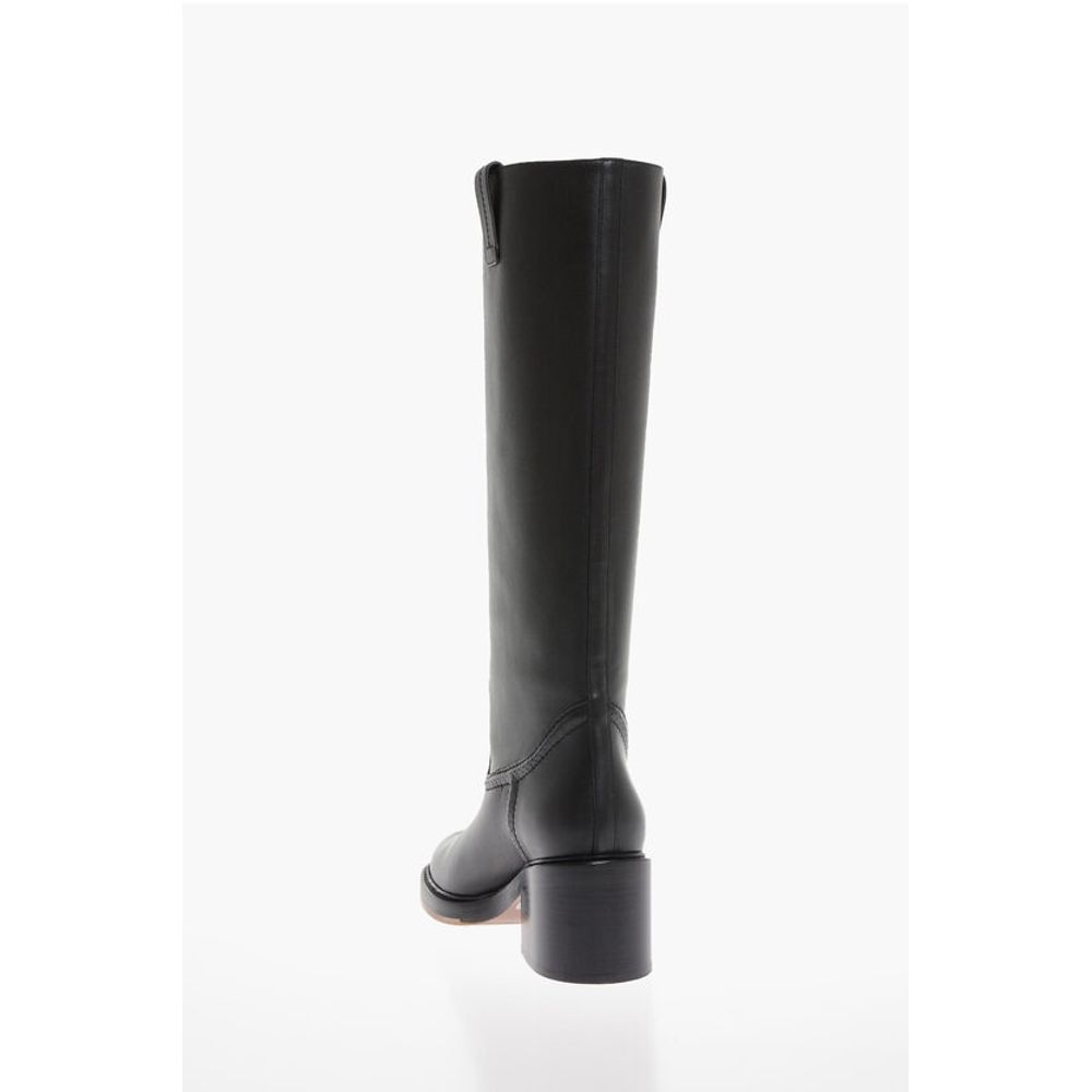 Chloé Leather High Boots with Embossed Stitches