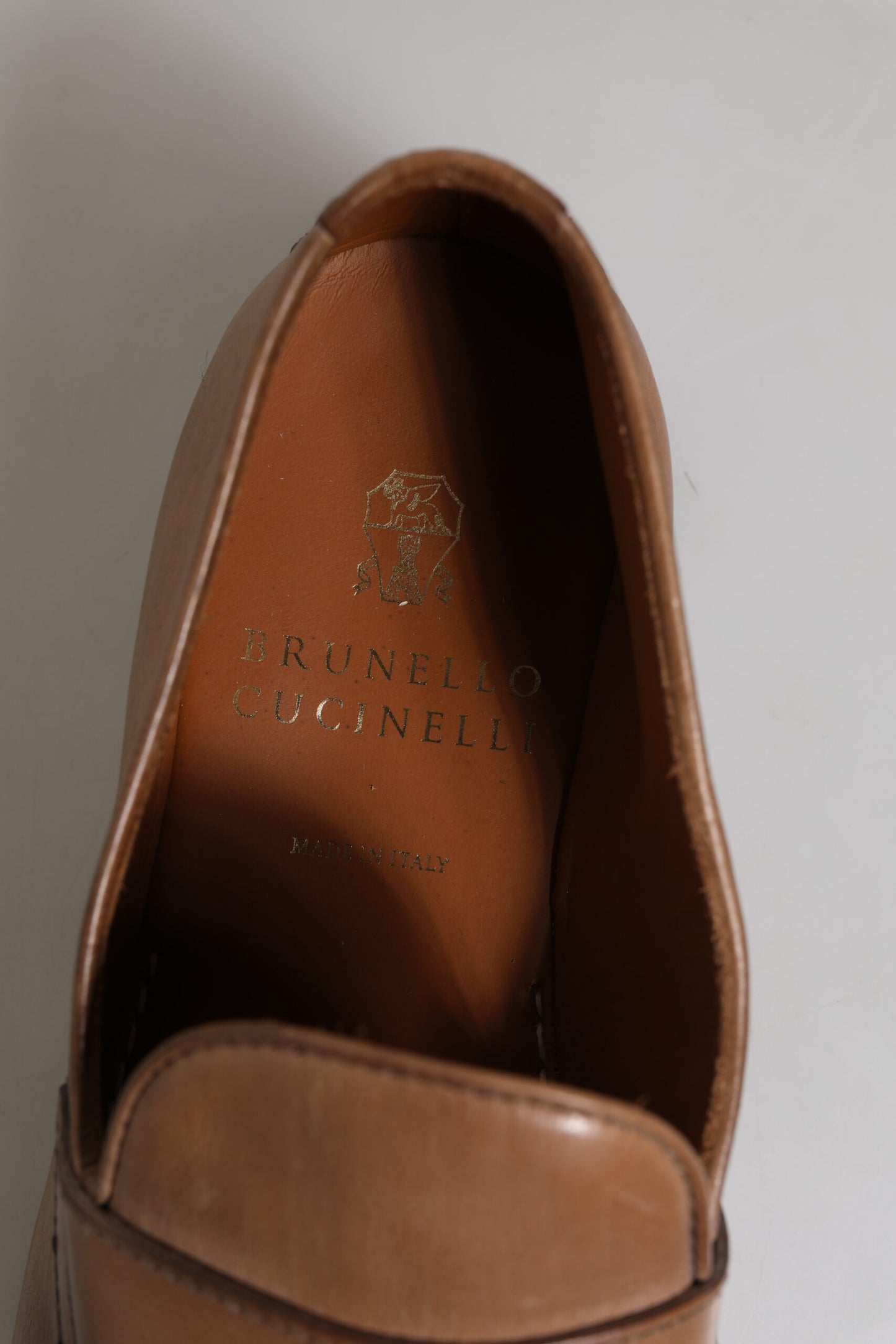 Brunello Cucinelli Brown Leather Loafer Dress Shoes