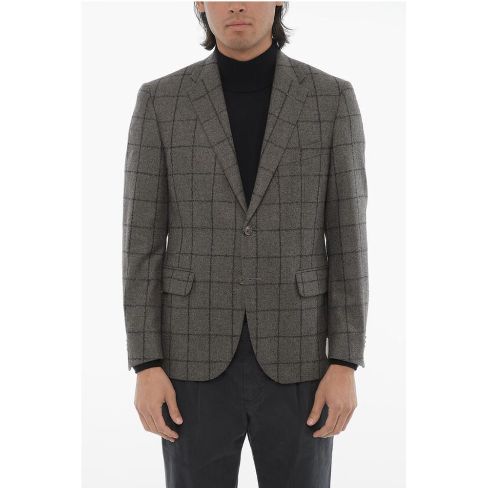 Corneliani CC COLLECTION Windowpane Check Wool Blend Blazer