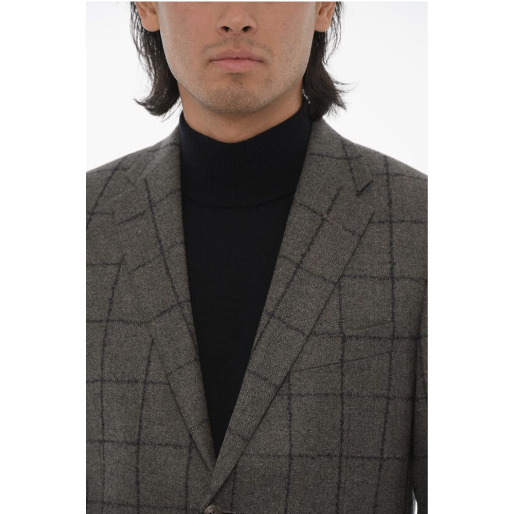 Corneliani CC COLLECTION Windowpane Check Wool Blend Blazer