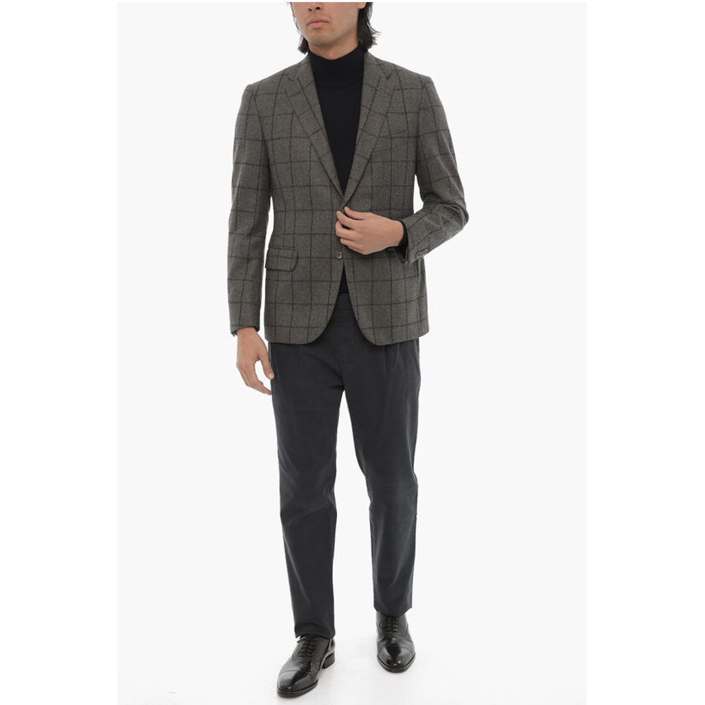 Corneliani CC COLLECTION Windowpane Check Wool Blend Blazer